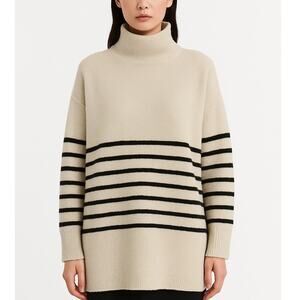 Dissh Brooklyn Stone Black Stripe Jumper Turtleneck Sweater